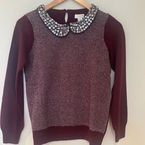 J Crew Factory Jewel Collar Sweater XXS